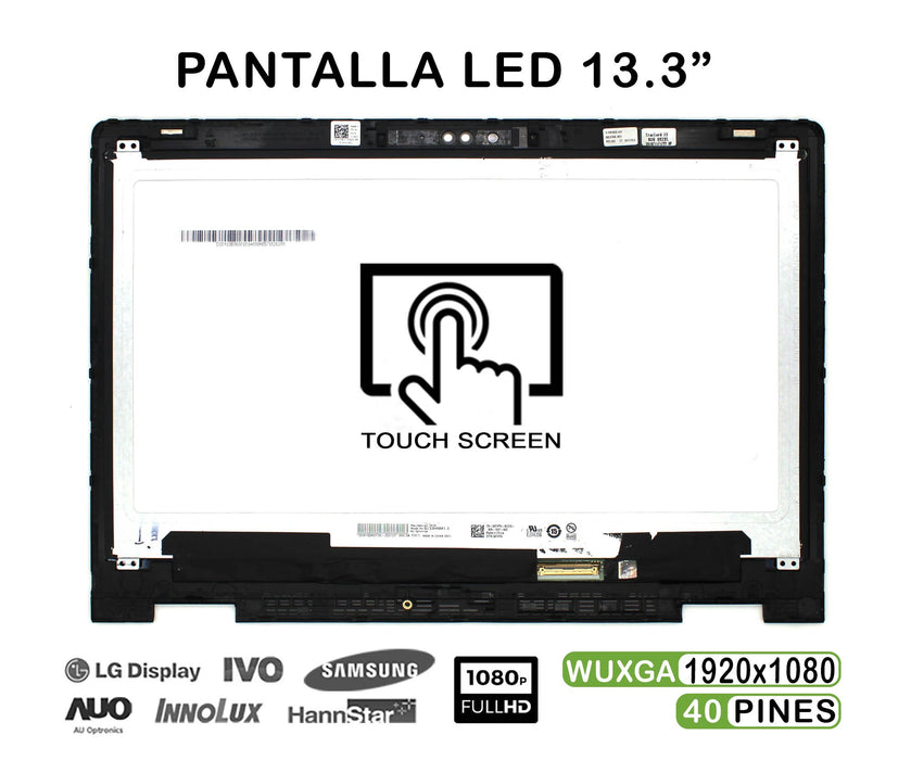 Pantalla Táctil Led De 13.3" Para Portátil Dell Inspiron 13 5368 5378 5379 Con Marco