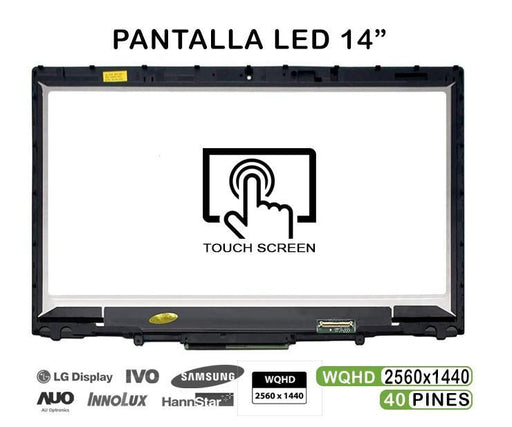 Pantalla Con Marco Con Táctil De 14" Para Portátil Lenovo Thinkpad X1 Yoga Qhd Lp140Qh1 Sp E1