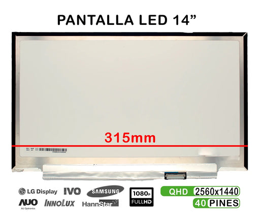 Pantalla Led De 14" Para Portátil Lp140Qh2-Spb1 Lp140Qh2-Spa1