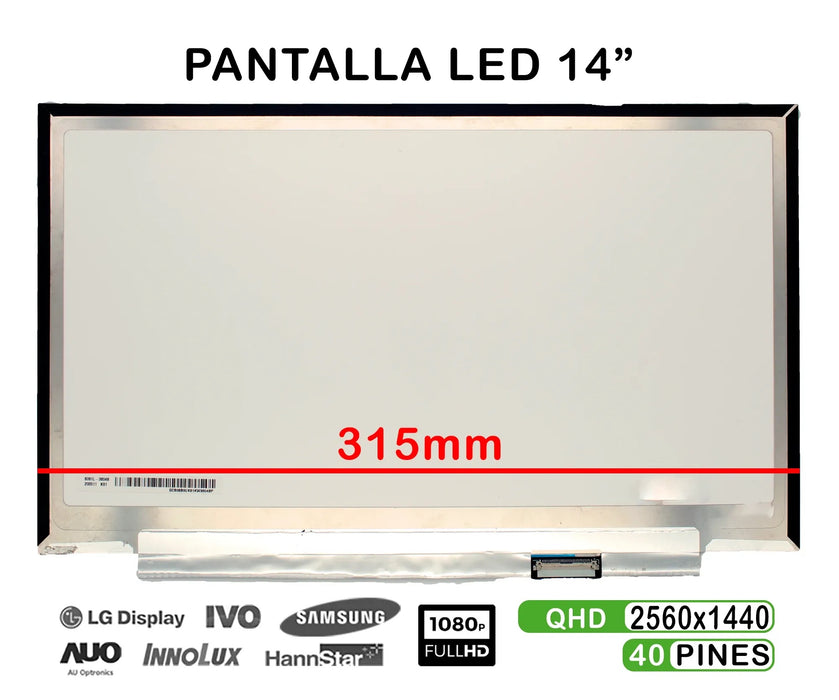 Pantalla Led De 14" Para Portátil Lp140Qh2-Spb1 Lp140Qh2-Spa1