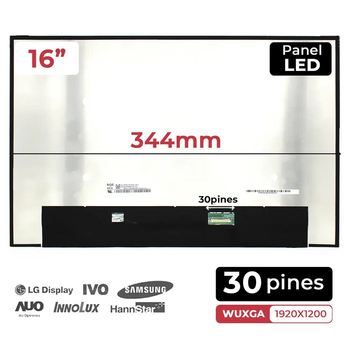 Pantalla Led De 16" Para Portátil Lp160Wu1-Spf1 Nv160Wum-N43 V8.0 Fhd 30 Pines