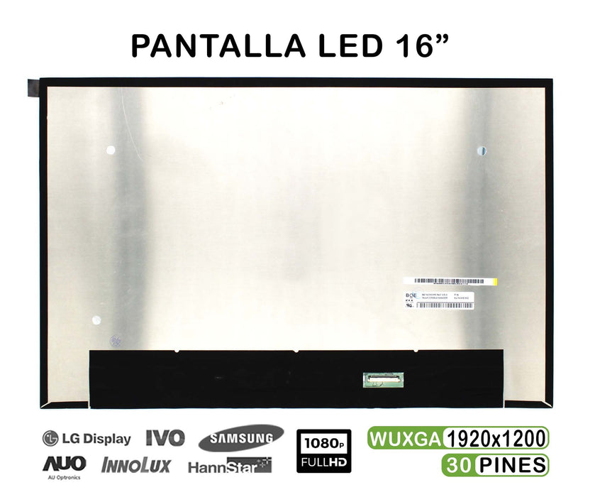 Pantalla Led De 16" Para Portátil Ne160Wum-N61 V8.0 30 Pines
