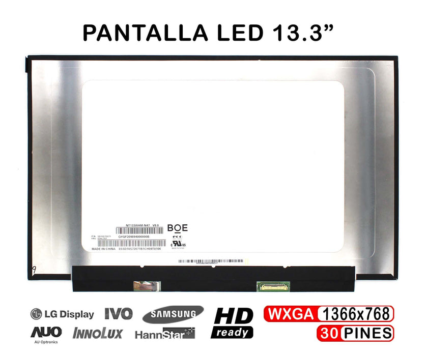 Pantalla Led De 13.3" Para Portátil Nt133Whm-N47 30 Pines