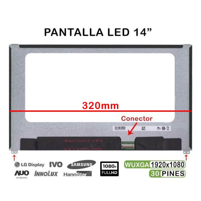 Pantalla Led De 14" Para Portátil Nv140Fhm-N47 06Hy1W 6Hy1W 30 Pines