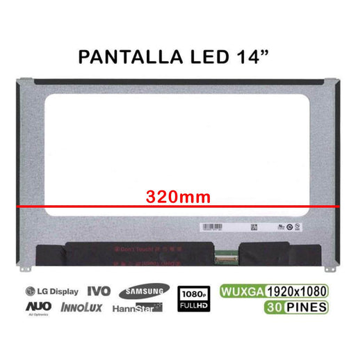 Pantalla Led De 14" Para Portátil Nv140Fhm-N47 06Hy1W 6Hy1W 30 Pines