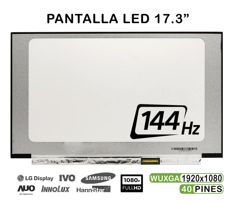 Pantalla Led De 17.3" Para Portátil Nv173Fhm-Nx4 V8.0 144Hz 40 Pines Fhd