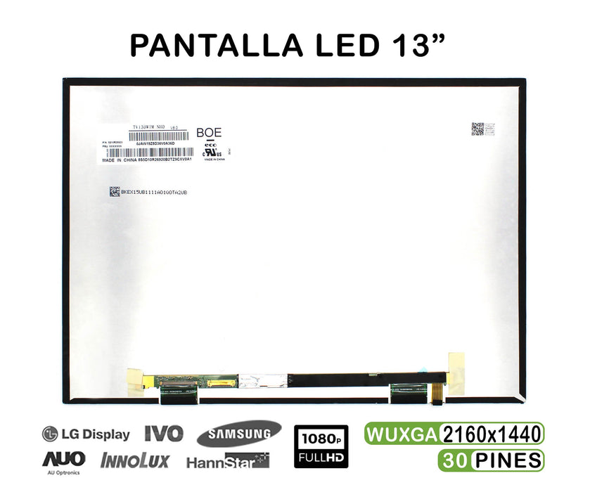 Pantalla Led De 13" Para Portátil P130Zfa-Ba1 2160X1440 30 Pines