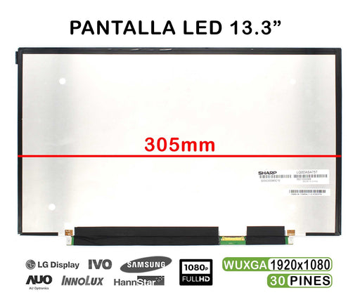 Pantalla Led De 13.3" Pulgadas Para Portátil Sharp Lq133M1Jw02A Fhd 30 Pines 305Mm