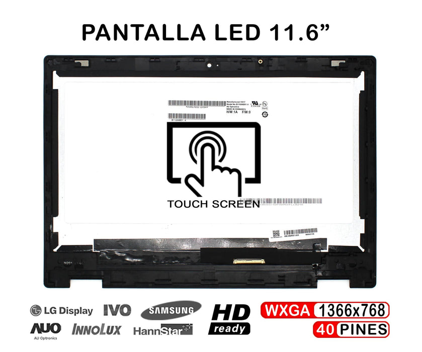 Pantalla Táctil Led De 11.6" Para Portátil Acer Chromebook 6M.H90N7.003 Con Marco