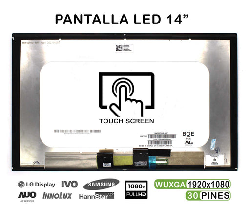 Pantalla Led Táctil 14" Para Portátil Hp Pavilion X360 14M-By Fhd Sin Marco De Plástico + Cristal Frontal