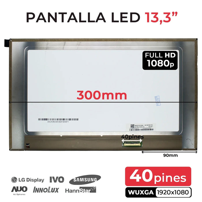 Pantalla Led Táctil De 13.3" Para Portátil Nv133Fhm-T0A 40 Pines
