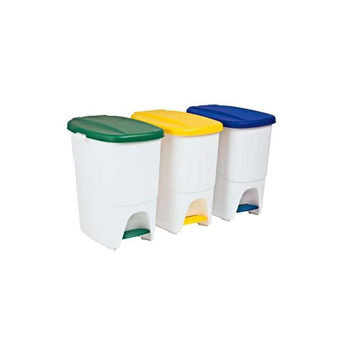 Papelera Con Pedal 25l Blanco/Verde