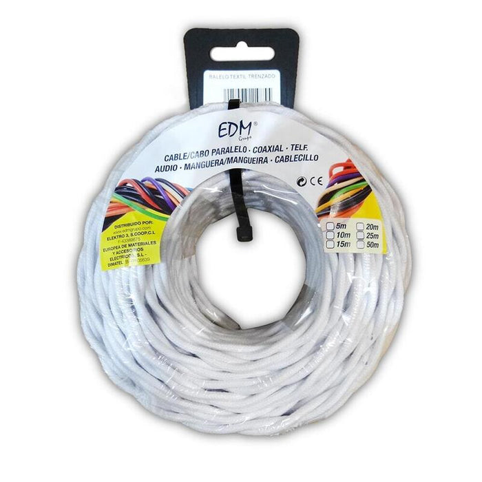 Paralelo Textil Trenzado 2x1mm Blanco 25m