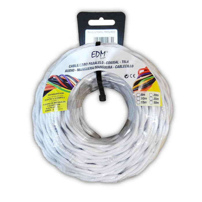 Paralelo Textil Trenzado 3x1mm Blanco 5m