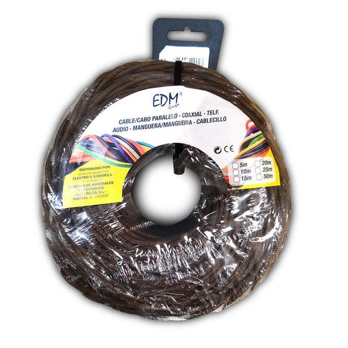Paralelo Textil Trenzado 3x2,5mm Marron 25m