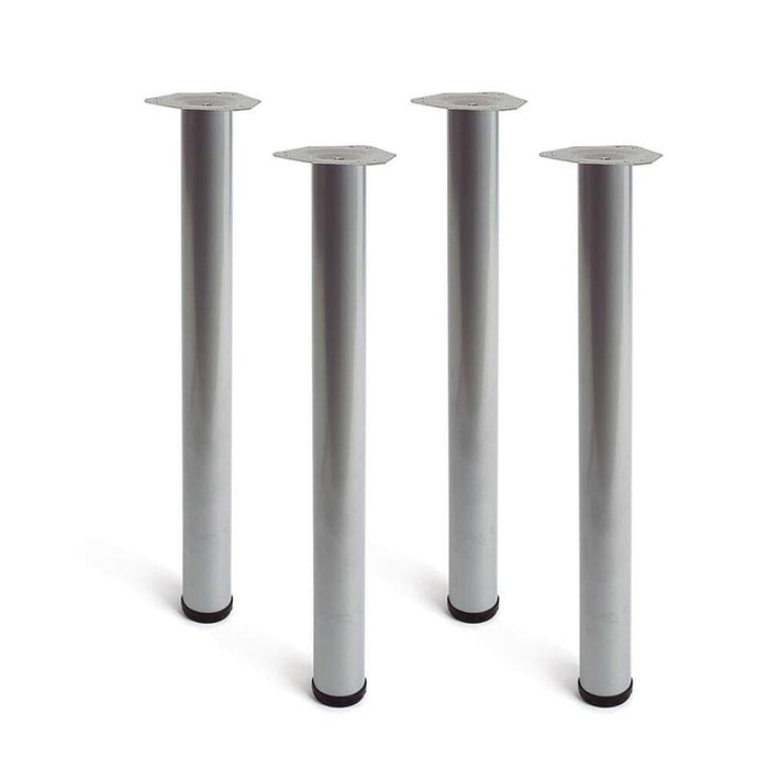 Pata Cilíndrica De Mesa, Modelo 4406, De Acero En Color Aluminio, Ø60 X 710 Mm, 4 Uds