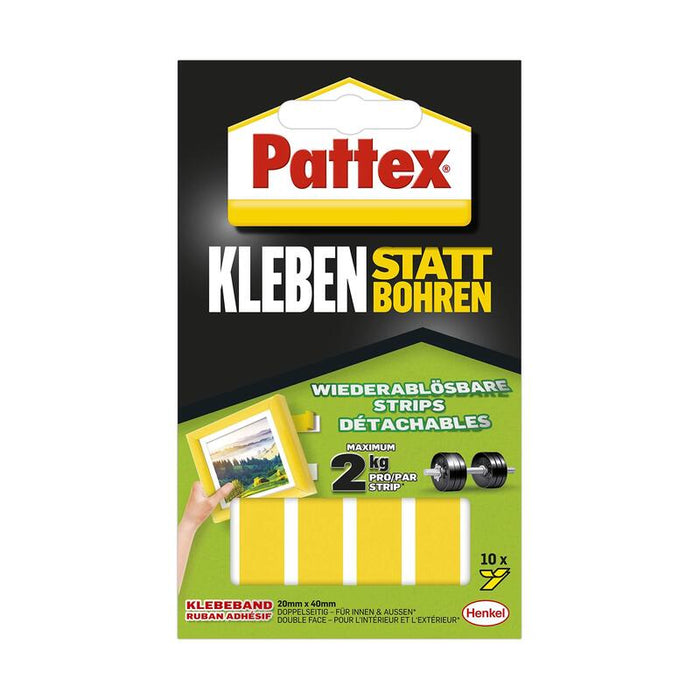 Pattex Kleben Matt Bohren, Klebemrips, Ablösbar, 10 M