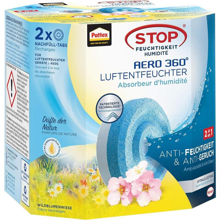 Pattex Luftentfeuchter Recarga Tabs Aero 360 2x450g Meadow