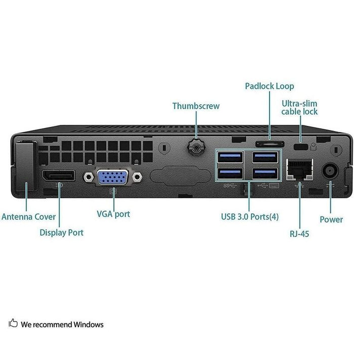 Pc Reacondicionado  Hp Elitedesk 800 G1 Mini I5-4570t 8gb 256gb M2 + 120gb Ssd 2,5"  Win 11 Pro Instalado 1 Año De Garantia