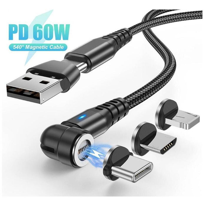 Pd60w 6 In 1 Multi Type C 540  Degree Magnetic Cable, 1m
