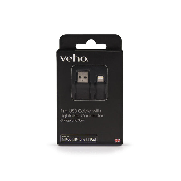 Pebble 1m Mfi Lightn. Cable Black - Retail Packaged