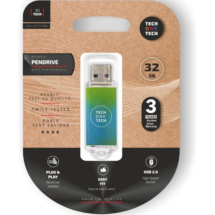 Pendrive 32gb Tech One Tech Be Ocean Usb 2.0 Verde Degradado