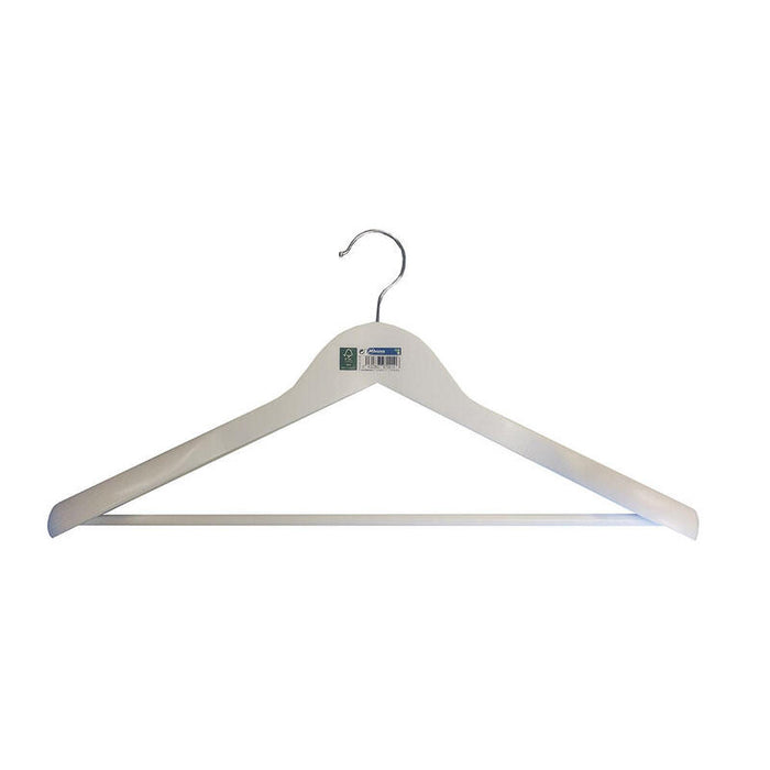 Percha Contorneada Con Hombreras Madera Blanca Ecológica Fsc 45 X 5,5 X 23 Cm