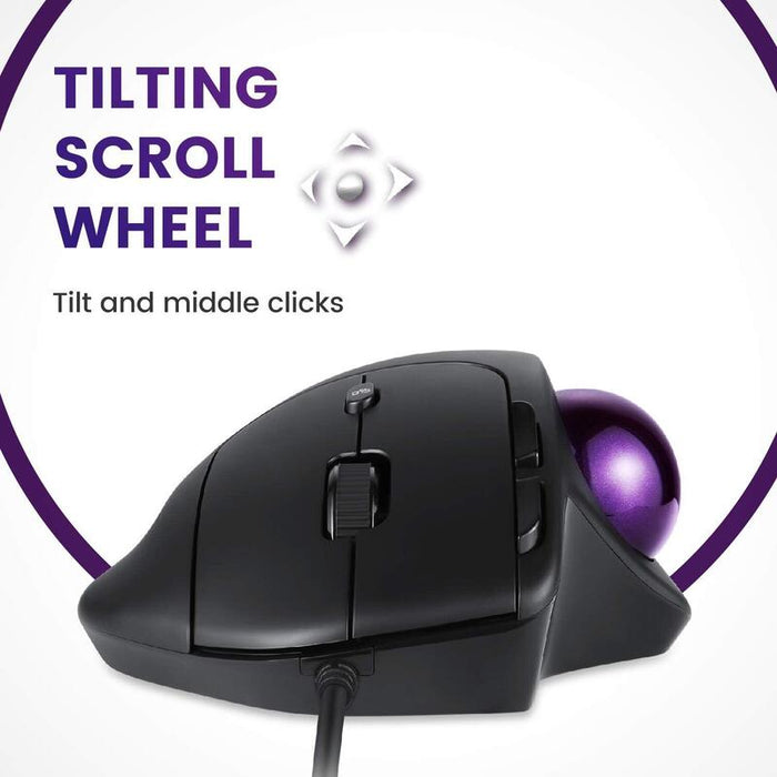 Perixx Perimice-520, Mouse Trackball Ergonómico Con Cable