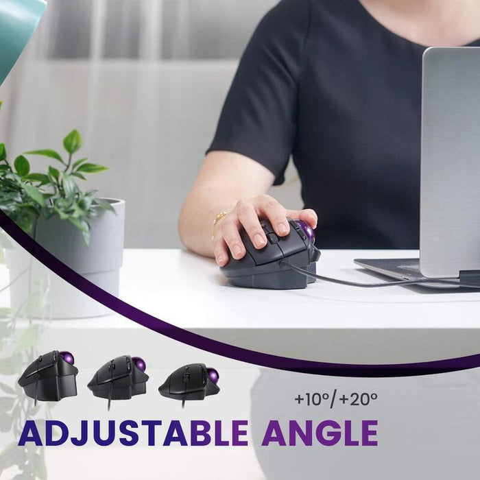 Perixx Perimice-520, Mouse Trackball Ergonómico Con Cable