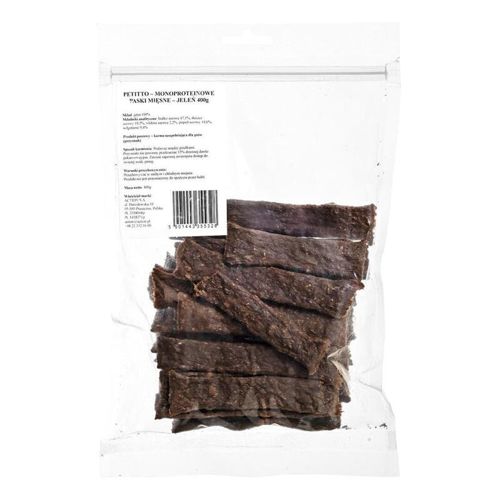 Petitto Monoprotein Meat Strips Deer  - Premio Para Perros - 400g