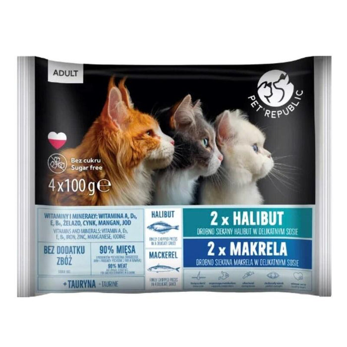Petrepublic Adult Fletán Y Caballa Box  Comida Húmeda Para Gato  4x100g