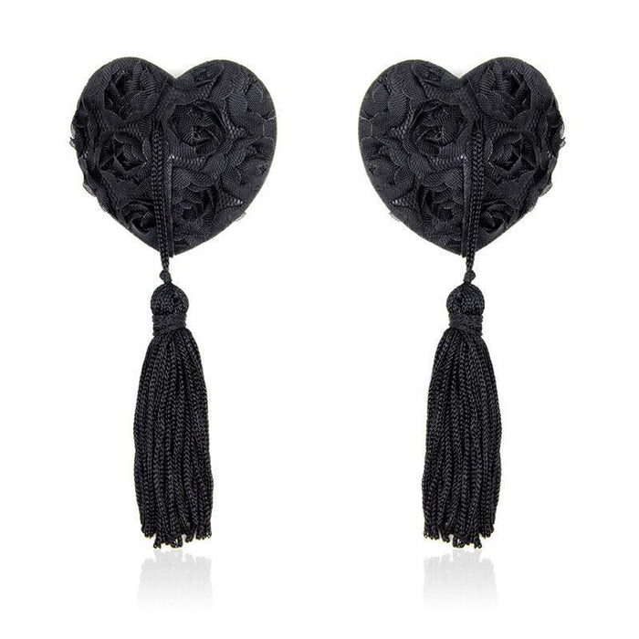 Pezoneras Con Encaje Y Patrón Floral Negro