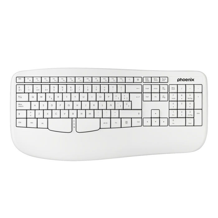 Phoenix K201 Teclado Ergonómico Inalámbrico 2.4ghz Blanco