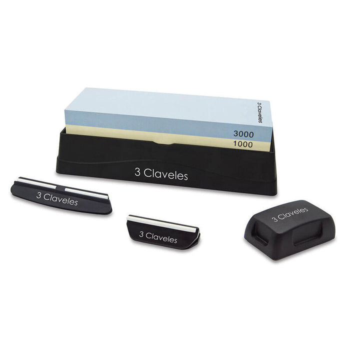Piedra Para Afilar 1000/3000 Con Base, Dos Guias Y Rectificador