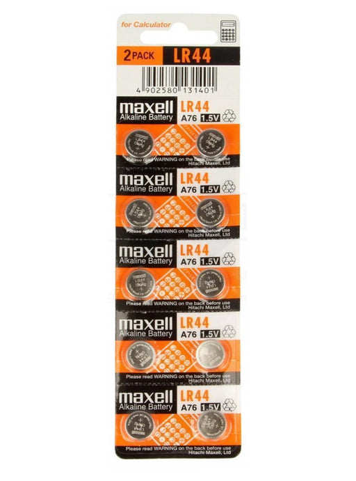 Pila De Botón Maxell Lr44 1.5V Litio 10 Unidades