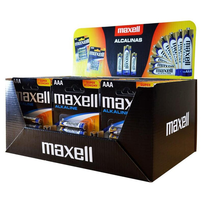 Pilas Alcalinas Maxell Lr03 Aaa, Paquete De 4 Unidades (30 Blísters/120 Pilas)