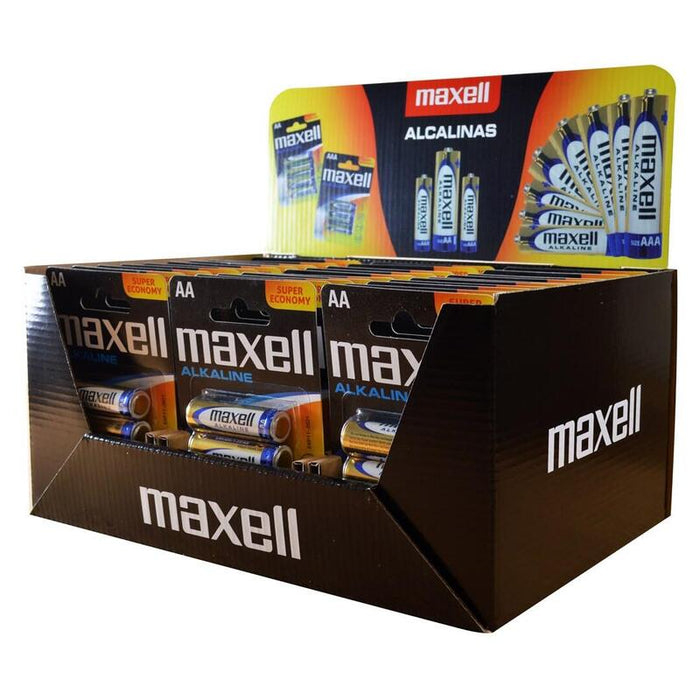Pilas Alcalinas Maxell Lr6 Aa, Paquete De 4 Unidades (30 Blísters/120 Pilas)