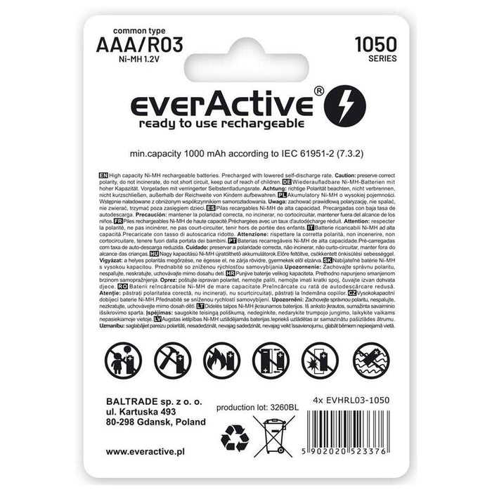 Pilas Recargables Everactive Ni-Mh R03 Aaa 550 Mah Infinity Line