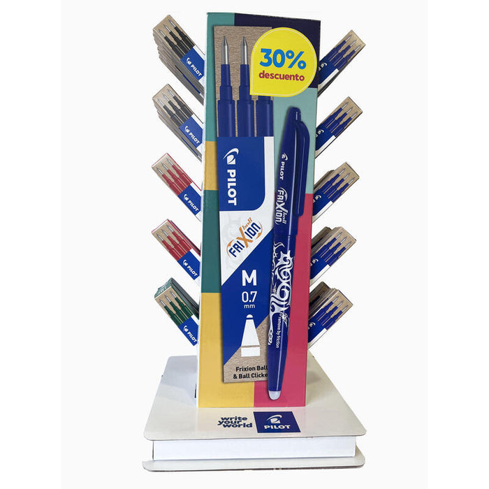 Pilot Expositor De 60 Packs De 3 Recambios Para Frixion Ball / Frixion Clicker - Tinta Gel Borrable - Punta De Bola