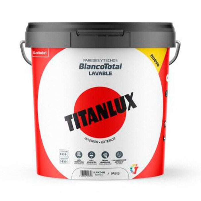 Pintura Plástica Acrílica Estirenada, Interior/Exterior, Blanco Total,14 L