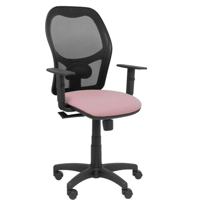 Piqueras Y Crespo Silla Alocen Malla Negra Asiento Bali Rosa Brazos Regulable