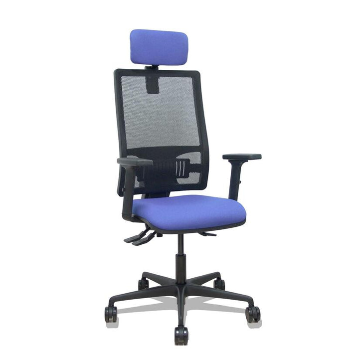 Piqueras Y Crespo Silla Bormate Asincro Malla Negra Asiento Bali Azul Marino Brazos 2d Ruedas 65mm Cabecero Regulable