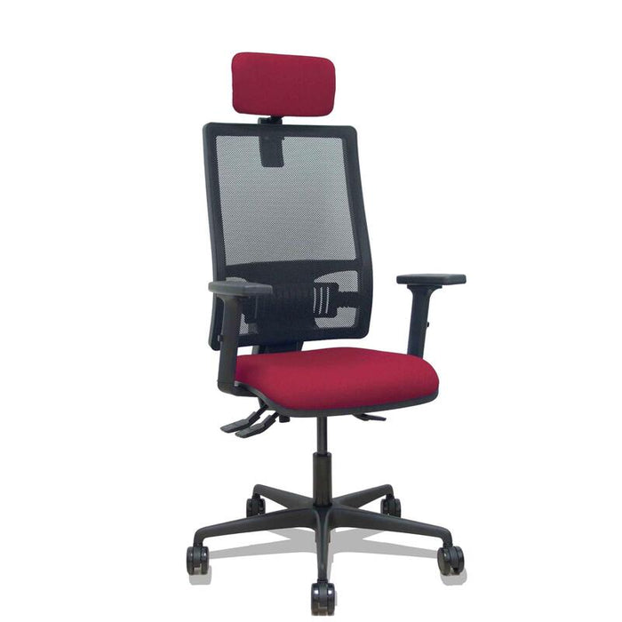 Piqueras Y Crespo Silla Bormate Asincro Malla Negra Asiento Bali Granate Brazos 2d Ruedas 65mm Cabecero Regulable