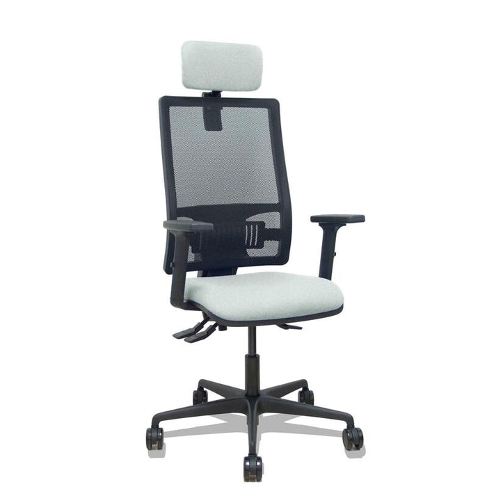 Piqueras Y Crespo Silla Bormate Asincro Malla Negra Asiento Bali Gris Claro Brazos 2d Ruedas 65mm Cabecero Regulable