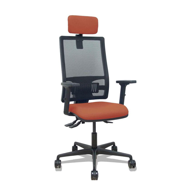 Piqueras Y Crespo Silla Bormate Asincro Malla Negra Asiento Bali Marron Brazos 2d Ruedas 65mm Cabecero Regulable