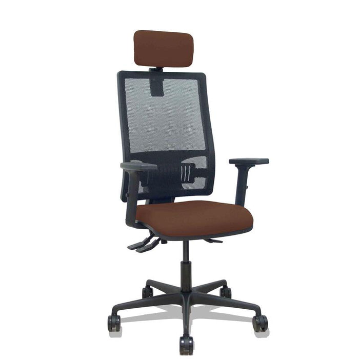 Piqueras Y Crespo Silla Bormate Asincro Malla Negra Asiento Bali Marron Oscuro Brazos 2d Ruedas 65mm Cabecero Regulable