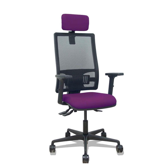 Piqueras Y Crespo Silla Bormate Asincro Malla Negra Asiento Bali Morado Brazos 2d Ruedas 65mm Cabecero Regulable