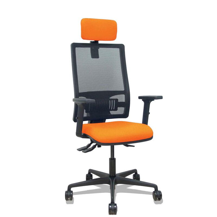 Piqueras Y Crespo Silla Bormate Asincro Malla Negra Asiento Bali Naranja Brazos 2d Ruedas 65mm Cabecero Regulable