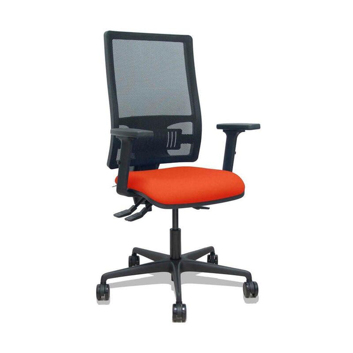 Piqueras Y Crespo Silla Bormate Asincro Malla Negra Asiento Bali Naranja Oscuro Brazos 2d Ruedas 65mm