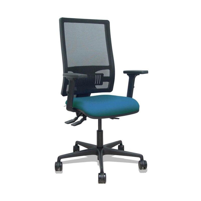 Piqueras Y Crespo Silla Bormate Asincro Malla Negra Asiento Bali Verde Petroleo Brazos 2d Ruedas 65mm